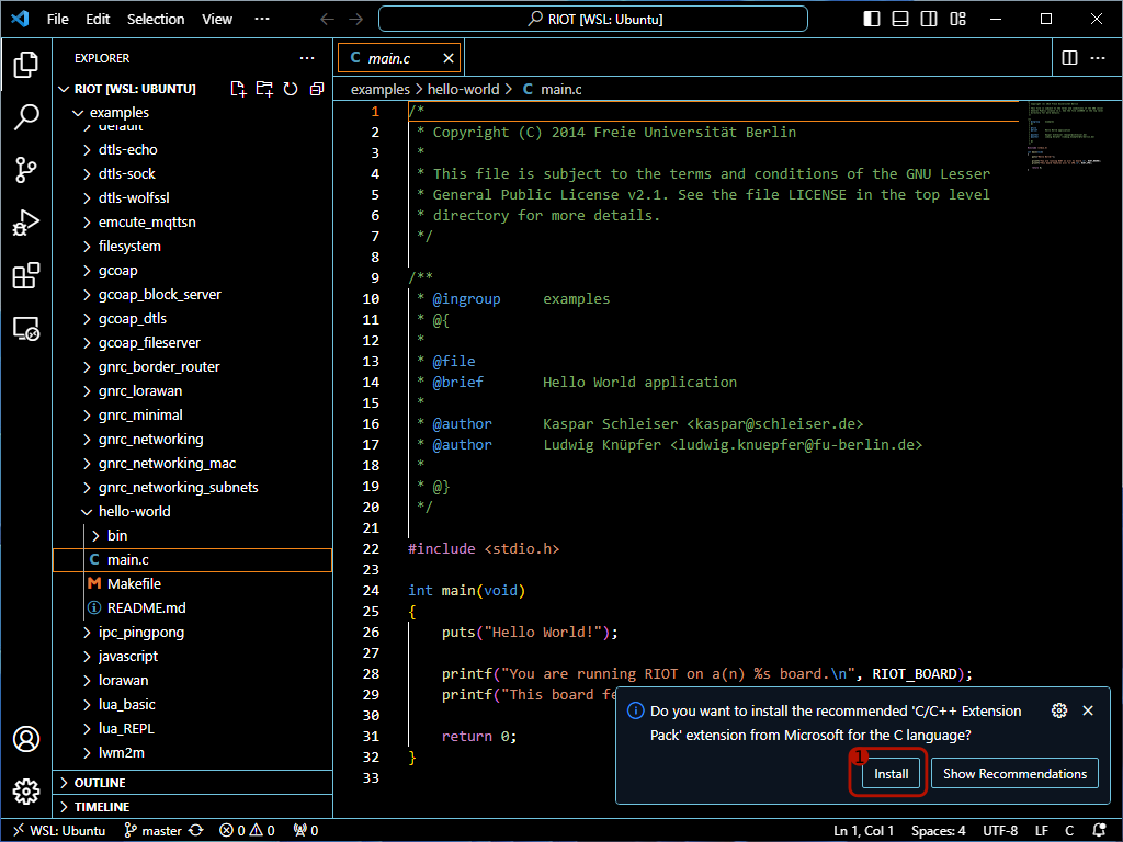 VS Code asking to install C/C++ Extension